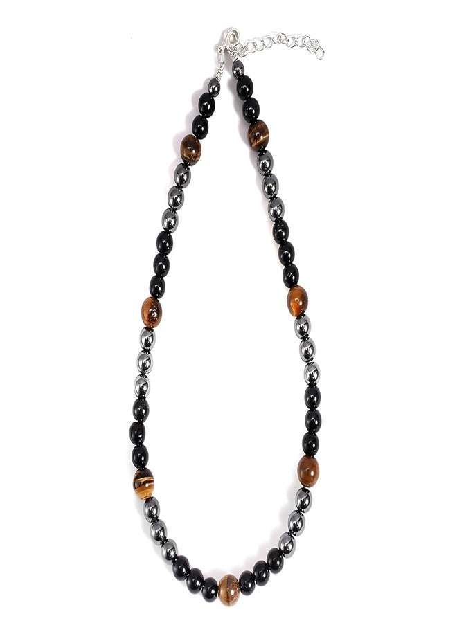 ULVEOL Triple Protection Necklace With Genuine Stone Tiger Eye Black Obsidian and Hematite - Bad Energy Protection Beads Crystal Necklace for Men and Women - Anxiety Relief Items for Teens - Image 1